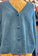 Load image into Gallery viewer, Nation LTD Teal Alpaca Wool Blend knit Button up v neck Sweater, Size L
