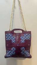 Load image into Gallery viewer, Tory Burch Purple & Blue Geometric Size Tote chain strap Purse