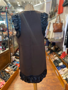 Christopher Kane Brown Wool Blend Puffer Accent Short Sleeve Dress, Size 6