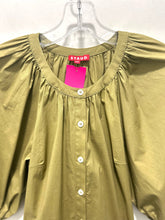 Load image into Gallery viewer, STAUD olive Green Cotton Blend button down puff sleeve Dress, Size XS