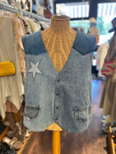 Load image into Gallery viewer, Levi's denim blue reversible Metallic button down Top