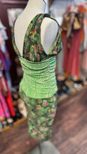 Load image into Gallery viewer, Jean P.Gaultier Soleil Green Polymide Floral ruched Sleeveless Dress, Size M