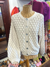 Load image into Gallery viewer, IVKO White Cotton Button Up bubble knit Sweater