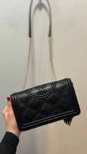 Load image into Gallery viewer, Tory Burch Black Leather EMBOSSED LOGO tassle detail Purse