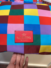 Load image into Gallery viewer, Valentino multi color Nylon Checkered Large Tote W/Gold Studs, AS IS