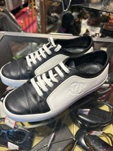 Load image into Gallery viewer, CHANEL Black & White Leather Logo sneaker, Size 39