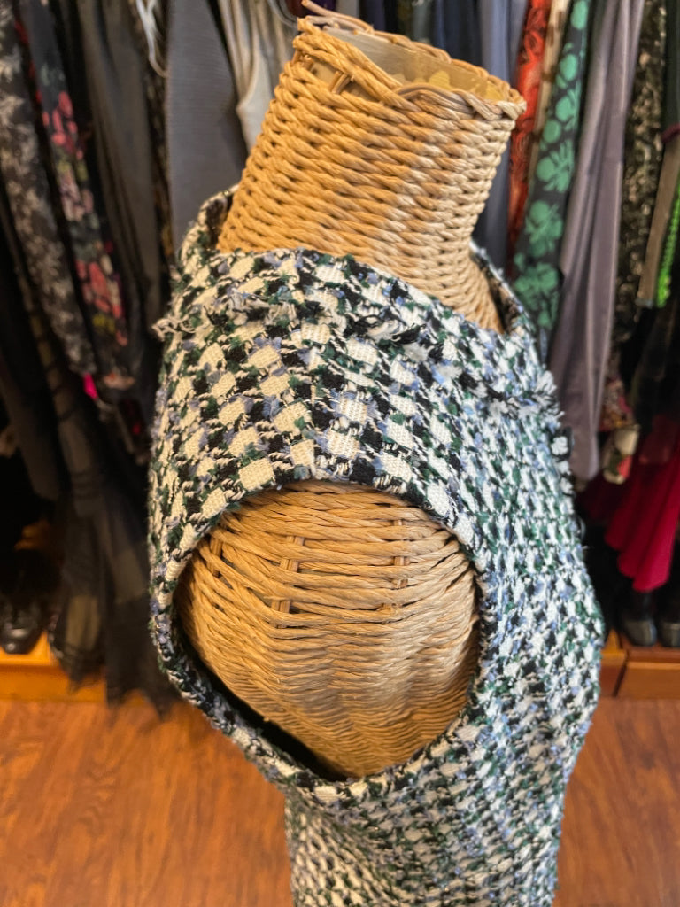 Veronica Beard white/black/green Tweed Check Sleeveless Dress Sola Lucy Veronica Beard white/black/green Tweed Check Sleeveless Dress Sola Lucy