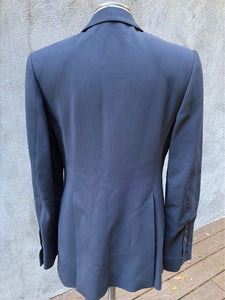 Brunello Cuccinelli Midnight Viscose Metallic Accent Silk Lined Blazer, Size 42