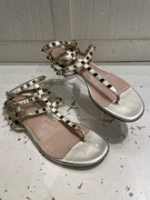Load image into Gallery viewer, Used Valentino Gold Leather Studded Gladiator Sandal, Size 39
