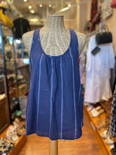 Load image into Gallery viewer, BSBEE Navy Cotton Faint White Stripes Tank Top, Size M
