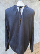Load image into Gallery viewer, Brunello Cuccinelli Slate Cashmere/Silk Beaded Accents Structured Collar Top, Size M