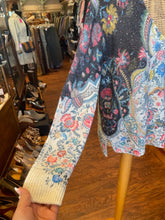 Load image into Gallery viewer, ETRO Gray/White/Multi Linen Knit Floral W/Sparkles Sweater, Size 44
