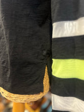 Load image into Gallery viewer, Lisa Todd Black, White &amp; Green Cotton striped colors Longsleeve Top
