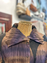 Load image into Gallery viewer, Babette black,purp &amp;bronze Poly Circle snap button longsleeve Top

