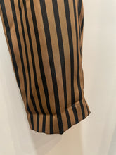 Load image into Gallery viewer, Pomandere Black &amp; Brown Viscose blend striped stretch waist tapered Pant

