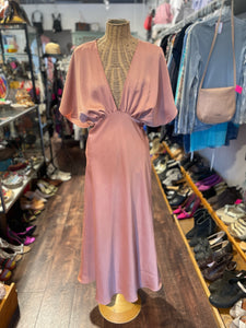BHLDN Peach Polyester deep v Dress, Size 6
