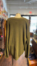 Load image into Gallery viewer, jenni kayne Army Green Cotton knit v neck Button Up Sweater

