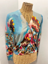 Load image into Gallery viewer, in bed with you Blue multi Cotton &amp; Silk Floral Button up long sleeve Sweater
