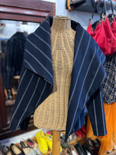 Load image into Gallery viewer, RUTI navy &amp; white Rayon Blend stripes big collar asymmetrical zipper Jacket, Size XL
