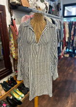 Load image into Gallery viewer, CP Shades Blue &amp; White Linen Stripe Tunic style Top
