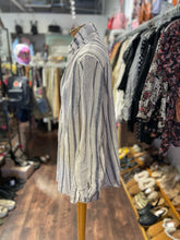 Load image into Gallery viewer, CP Shades beige &amp; blue Linen Stripe Tunic style Top, Size M
