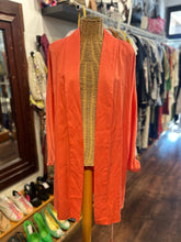 Load image into Gallery viewer, Lunya bright salmon Silk Tie Waist open front Top

