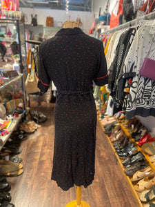 Ganni Black & Red Viscose Polka Dot Dress, Size 36