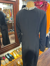 Load image into Gallery viewer, The Row Black Viscose blend rhinestone collar Maxi Gently Worn Dress
