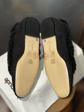 Load image into Gallery viewer, Larroude Black Suede W/sherpa detail mary jane Flats Shoe W/Box, Size 9.5
