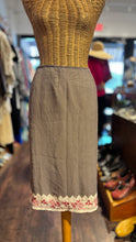Load image into Gallery viewer, Johnny Was Brown &amp; White Silk Zig Zag red embroidery Skirt, Size XS
