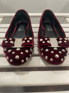 Ferragamo ruby red Velvet Size 6/7 Flat ballet core Shoe