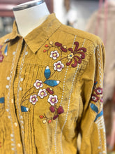 Load image into Gallery viewer, 3J Workshop Mustard Cotton embrodiered collared button down Top
