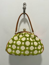 Load image into Gallery viewer, Glenda Gies Green &amp; Beige Textile w/leather accent Purse
