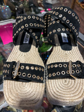 Load image into Gallery viewer, Caverley Beige &amp; Black Espadrille W/ Eyelets sandal, Size 37
