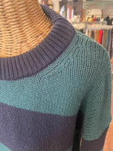 Load image into Gallery viewer, GOOP navy &amp; green Wool striped Knit Sweater, Size M
