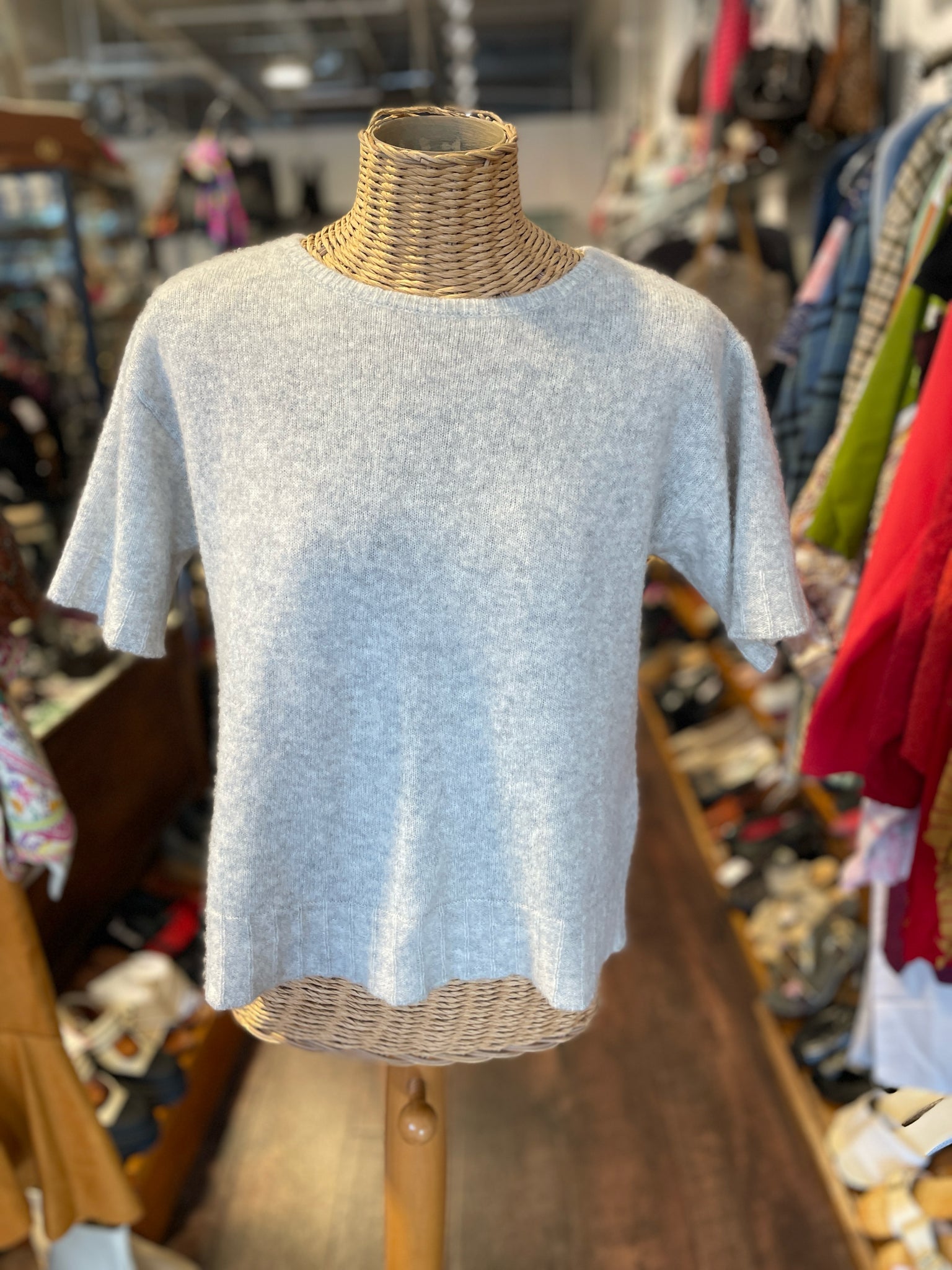 Kristense N Light Gray lux blend Short sleeve Sweater, Size 2=Medium