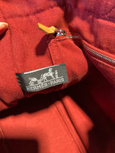 Load image into Gallery viewer, Hermes Brick Red Canvas Stripe short handles Tote
