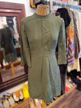 Load image into Gallery viewer, REISS Olive Green pleated bell sleeve midi Dress
