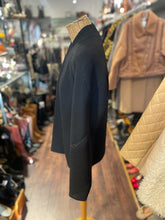 Load image into Gallery viewer, Shanghai Tang Black Blend embroidery blue lining open Blazer, Size M/L
