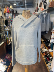 Lauren Manoogian Taupe superfine merino wool solid Hood front pocket Sweater, Size XS