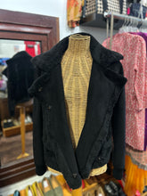 Load image into Gallery viewer, RUTI Black Polyester fuzzy Cropped asymmetrical Jacket
