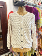 Load image into Gallery viewer, IVKO White Cotton Button Up bubble knit Sweater

