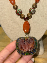 Load image into Gallery viewer, Vintage Gently Worn Orange carved square Carnelian Necklace
