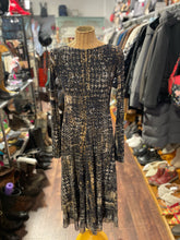 Load image into Gallery viewer, FUZZI Black &amp; Tan polyamide Abstract Cowl neck longsleeve Dress, Size L
