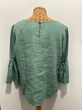 Load image into Gallery viewer, Megan Huntz Green Bell sleeve Top, Size L

