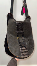 Load image into Gallery viewer, Patrizia Pepe Vintage brown and black Leather fur?  Large crossbody Purse
