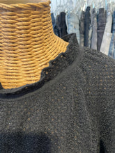 Load image into Gallery viewer, Tory Burch Black knit Blend glitter Longsleeve ruffle collar Dress, Size XL
