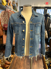 Load image into Gallery viewer, L'agence med wash Cotton Blend button down raw hem denim Jacket, Size S
