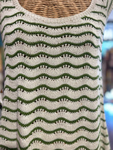 Load image into Gallery viewer, Erica Tanov Beige and green Cotton striped Knit sleevless Top
