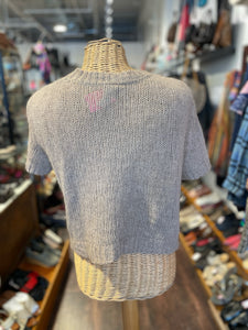 private 02 04 Taupe Cashmere Short sleeve Sweater, Size 2=Medium